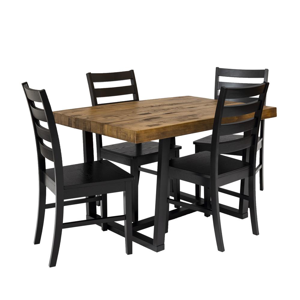 5-Piece Distressed Dining Set - Reclaimed Barnwood/Black. Picture 1
