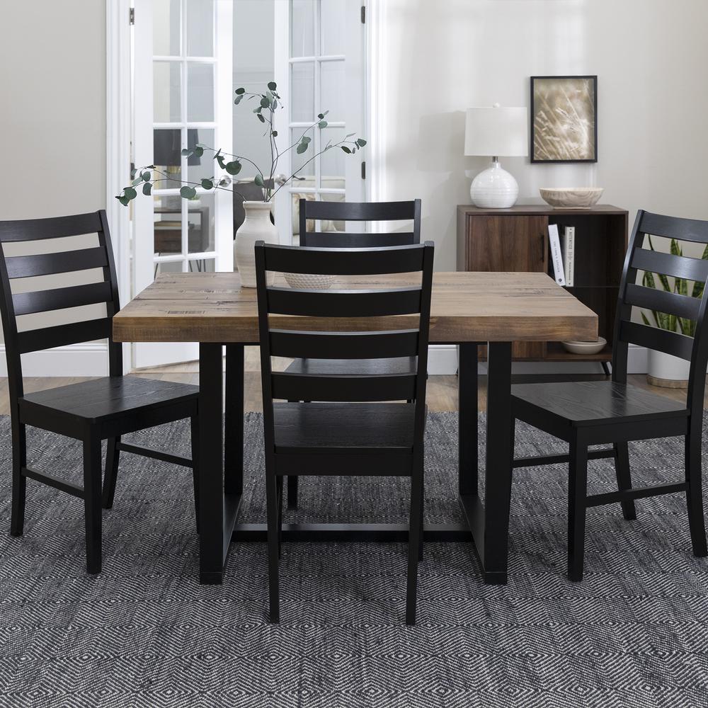 5-Piece Distressed Dining Set - Reclaimed Barnwood/Black. Picture 3