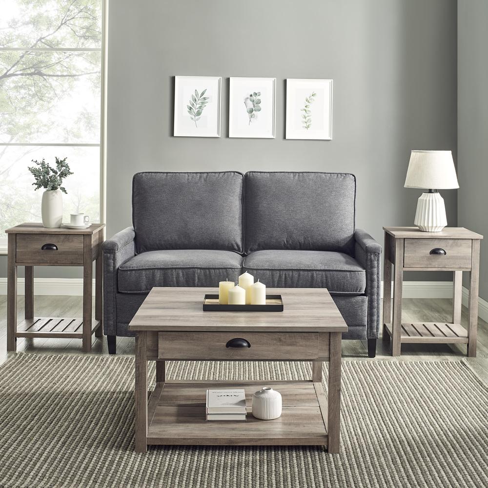 3-Piece Country Coffee Table and Side Table Set - Grey Wash. Picture 2