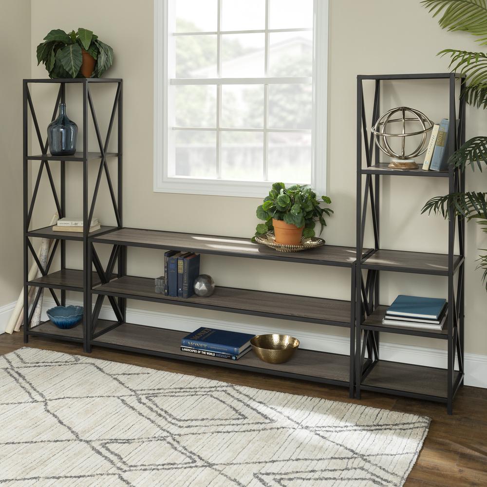 3-Piece Industrial Bookcase Set - Driftwood. Picture 1
