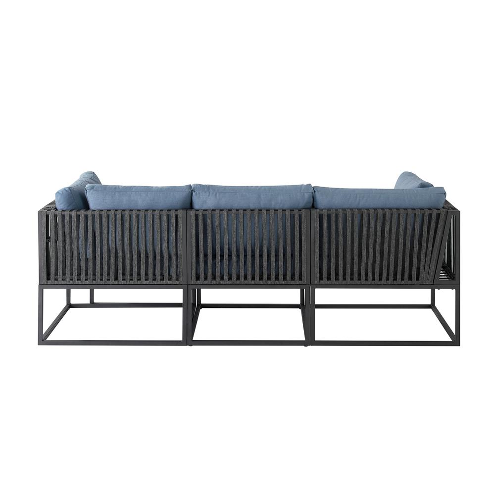 4-Piece Outdoor Cord Modular Sectional - Blue. Picture 4
