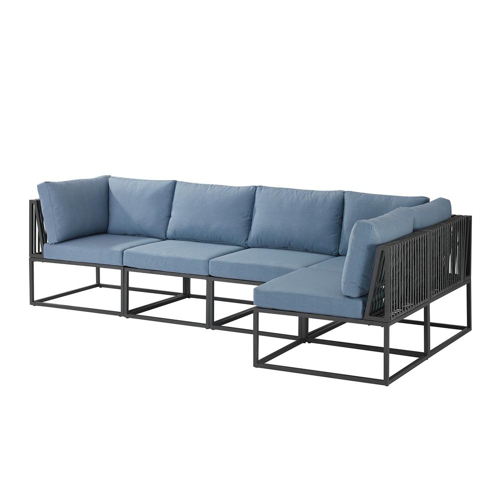 5-Piece Outdoor Cord Modular Sectional - Blue. Picture 1