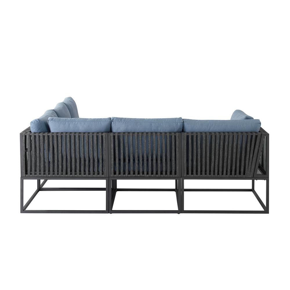 5-Piece Outdoor Cord Modular Sectional - Blue. Picture 3