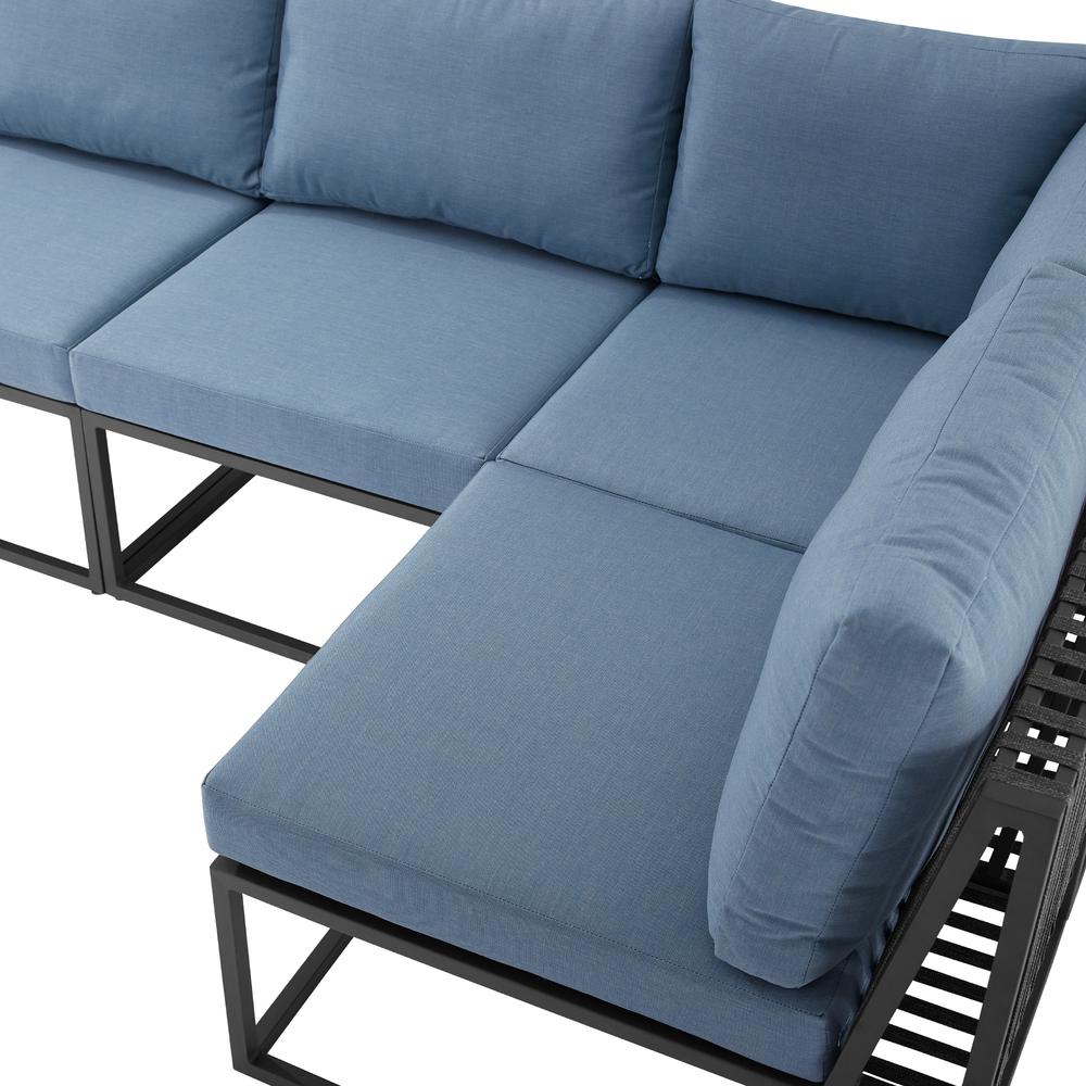 5-Piece Outdoor Cord Modular Sectional - Blue. Picture 4