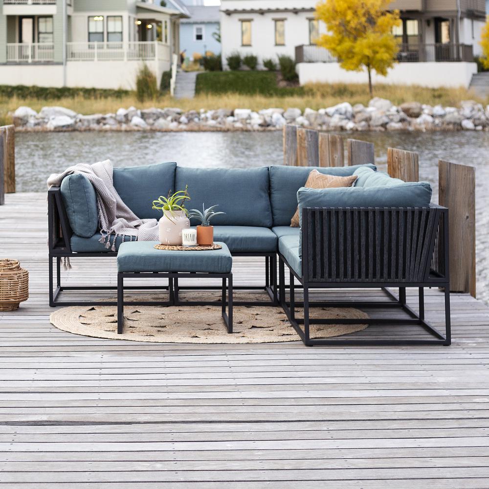 6-Piece Outdoor Cord Modular Sectional - Blue. Picture 2