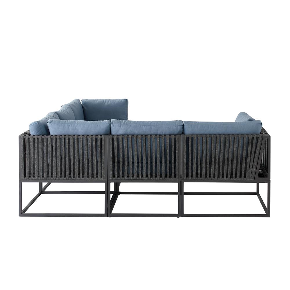 6-Piece Outdoor Cord Modular Sectional - Blue. Picture 4