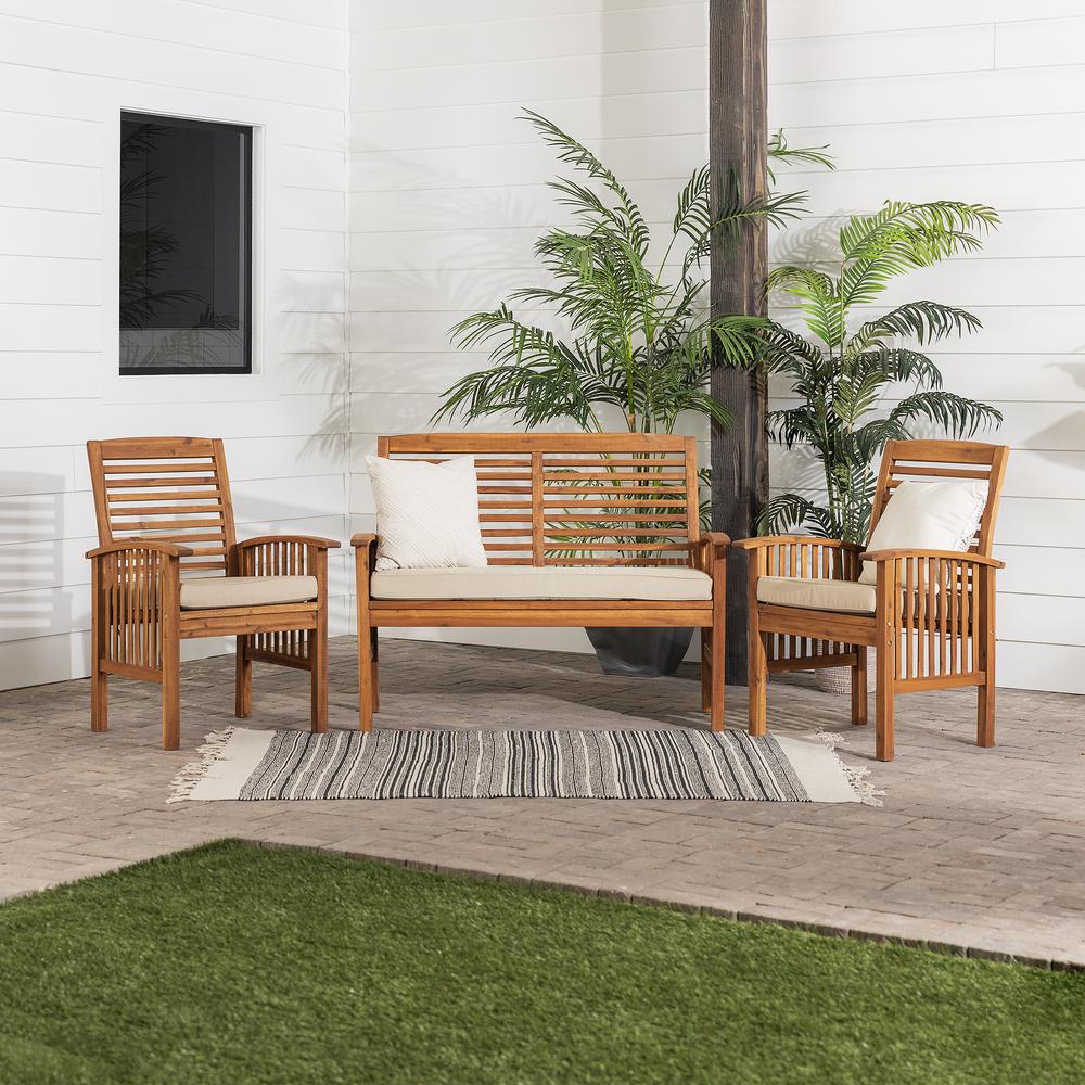 3-Piece Acacia Patio Chat Set - Brown. Picture 5