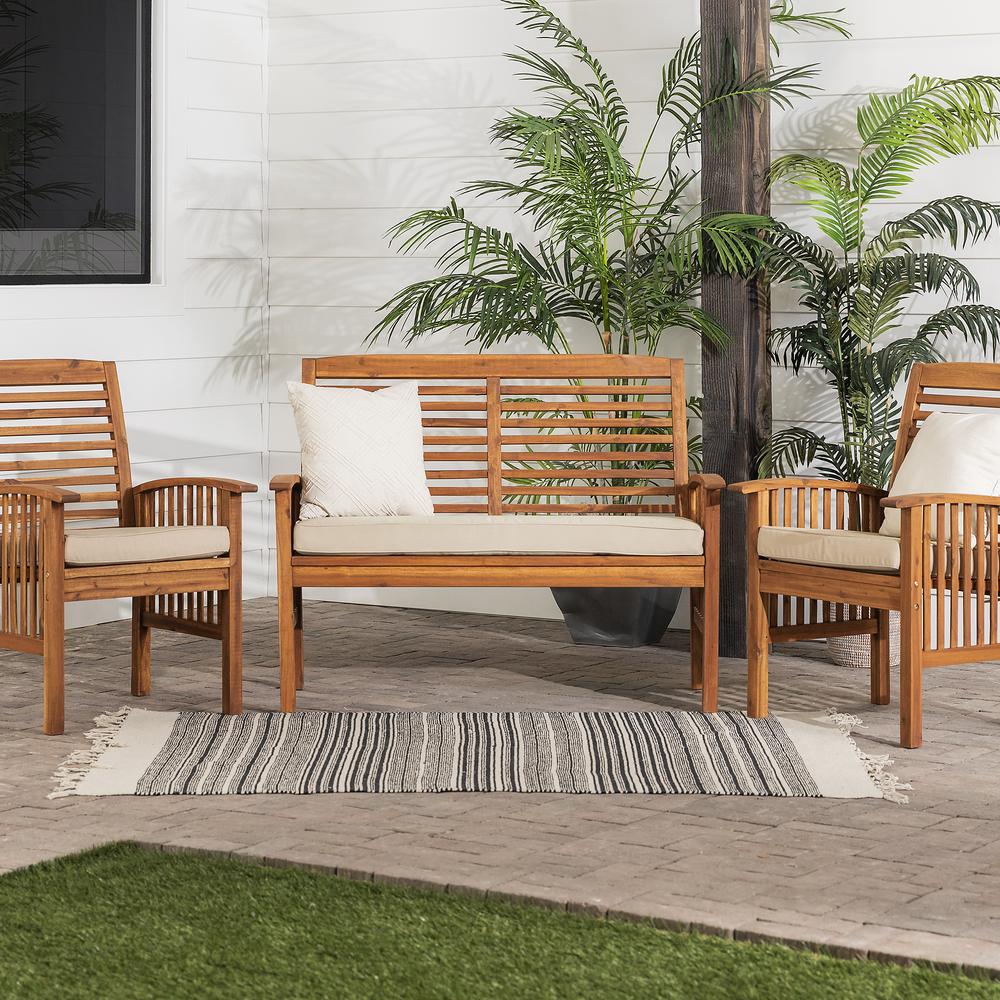 3-Piece Acacia Patio Chat Set - Brown. Picture 6