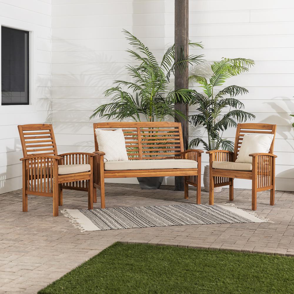 3-Piece Acacia Patio Chat Set - Brown. Picture 7