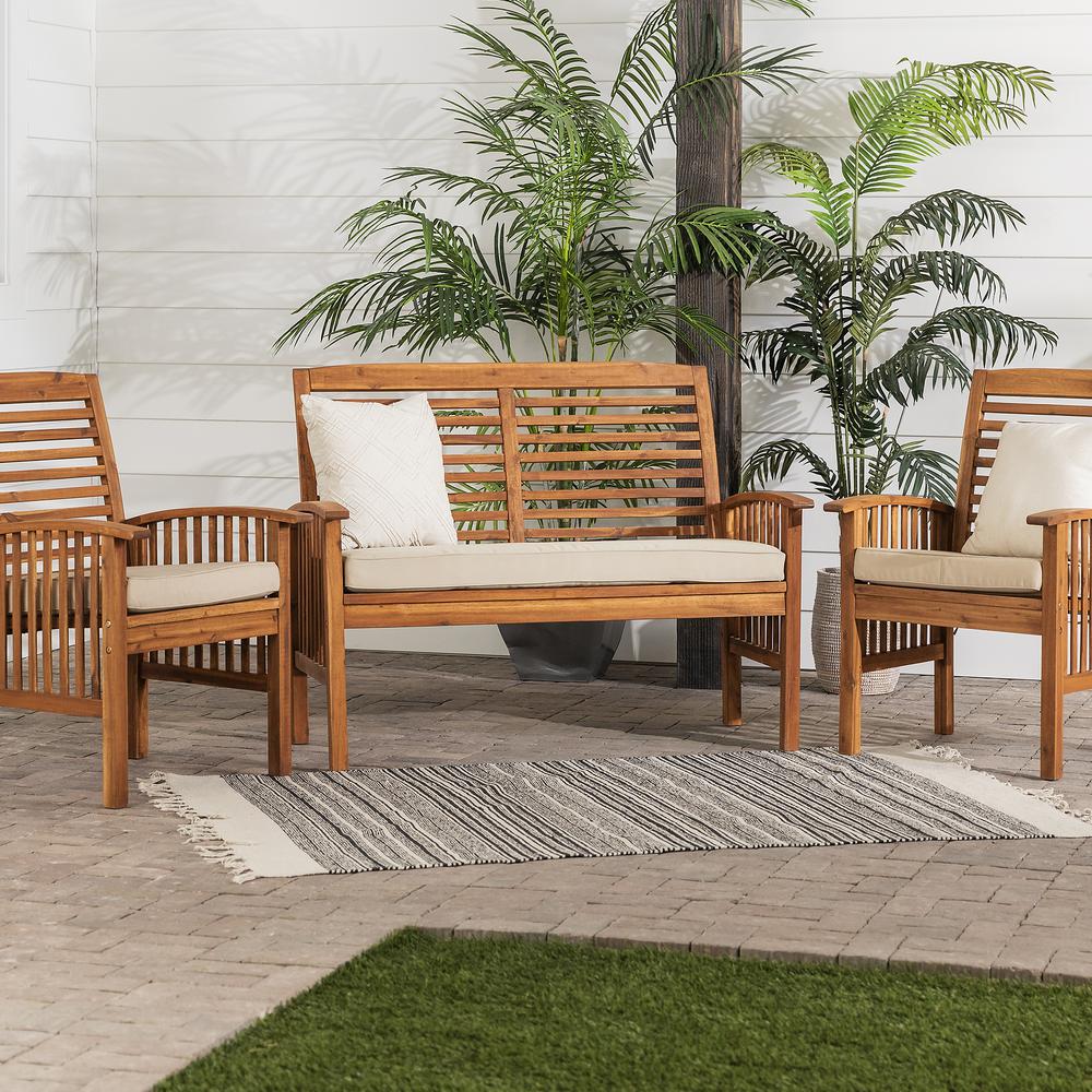 3-Piece Acacia Patio Chat Set - Brown. Picture 8