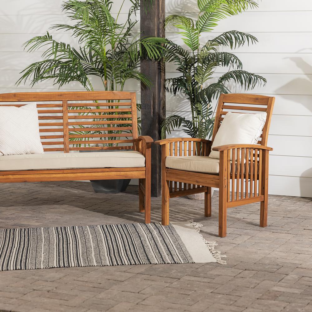 3-Piece Acacia Patio Chat Set - Brown. Picture 9