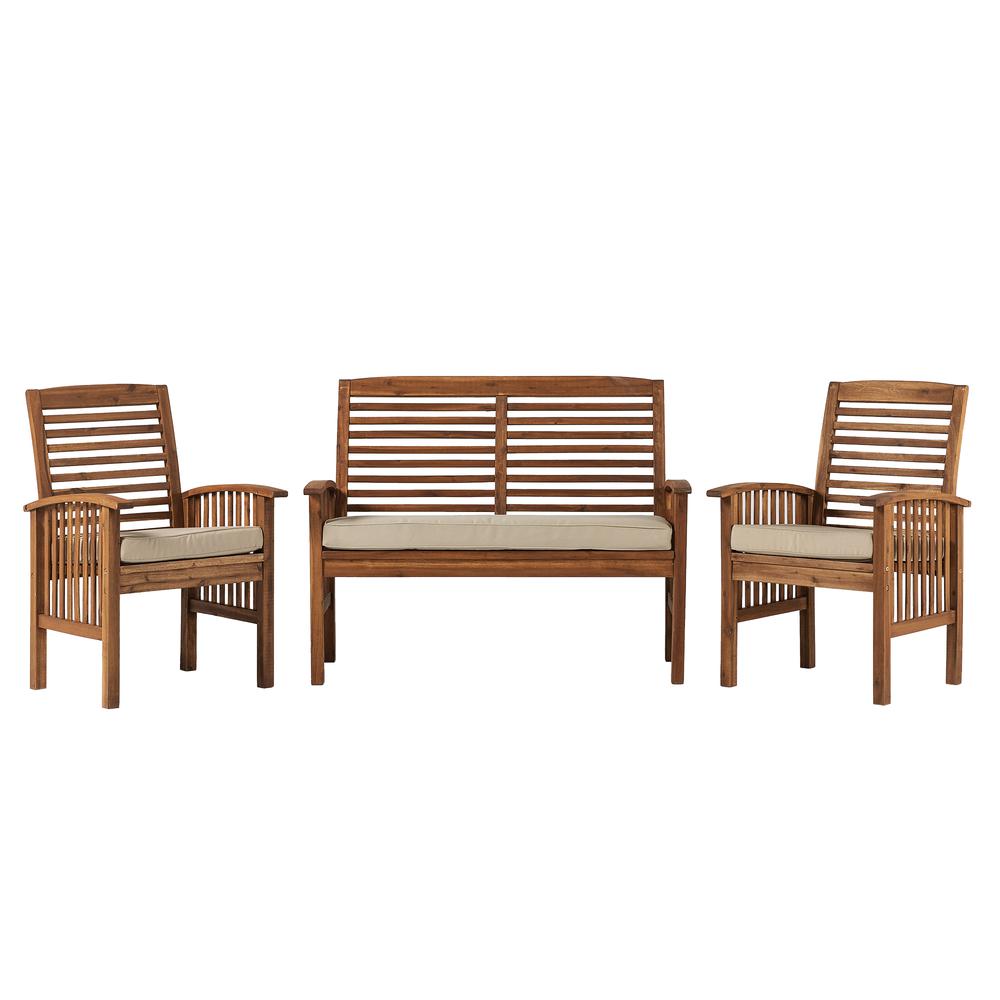 3-Piece Acacia Patio Chat Set - Brown. Picture 2