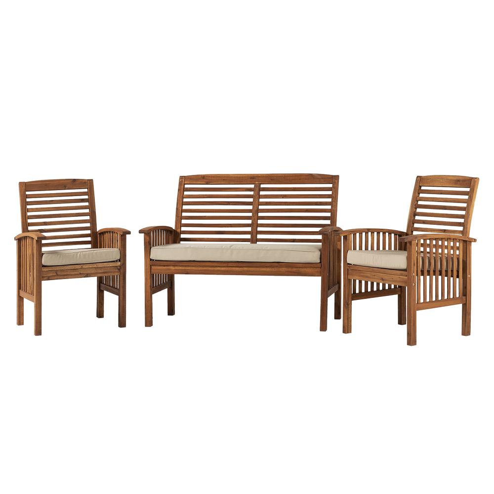 3-Piece Acacia Patio Chat Set - Brown. Picture 3