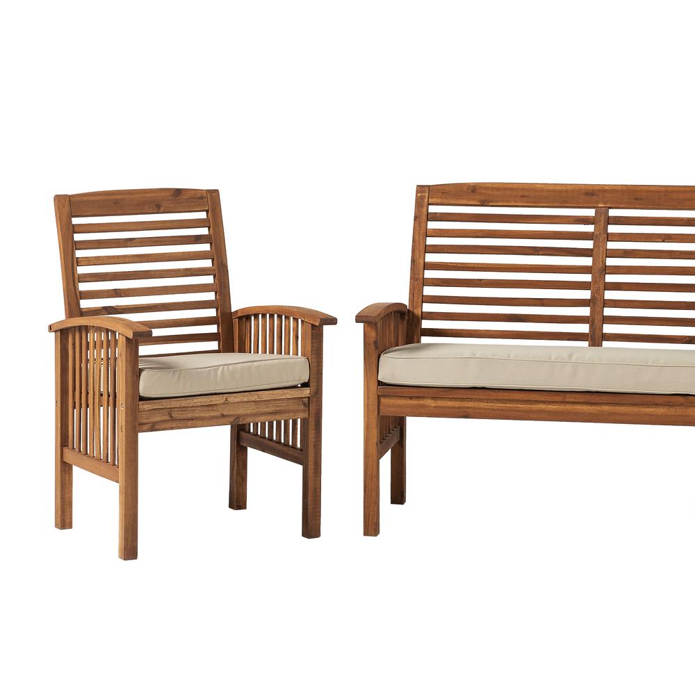 3-Piece Acacia Patio Chat Set - Brown. Picture 4