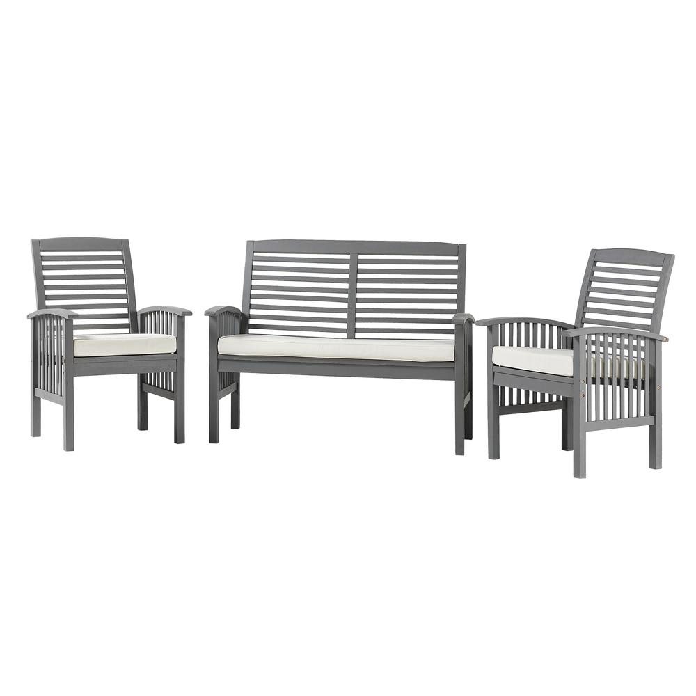 3-Piece Acacia Patio Chat Set - Grey Wash. The main picture.
