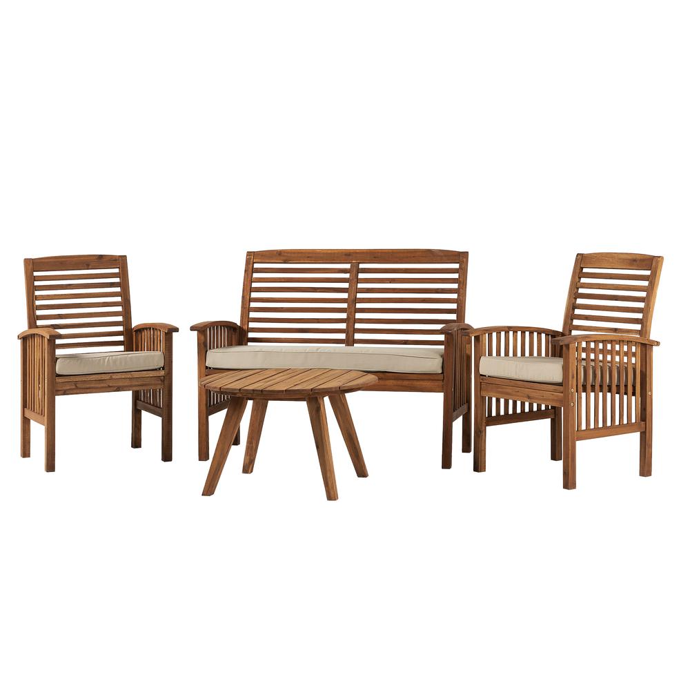4-Piece Acacia Wood Conversation Set - Brown. The main picture.