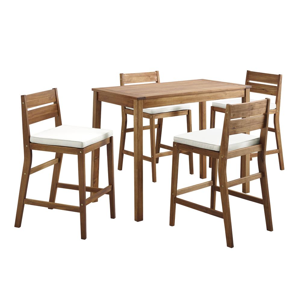 5-Piece Acacia Counter Height Dining Group - Brown. Picture 1