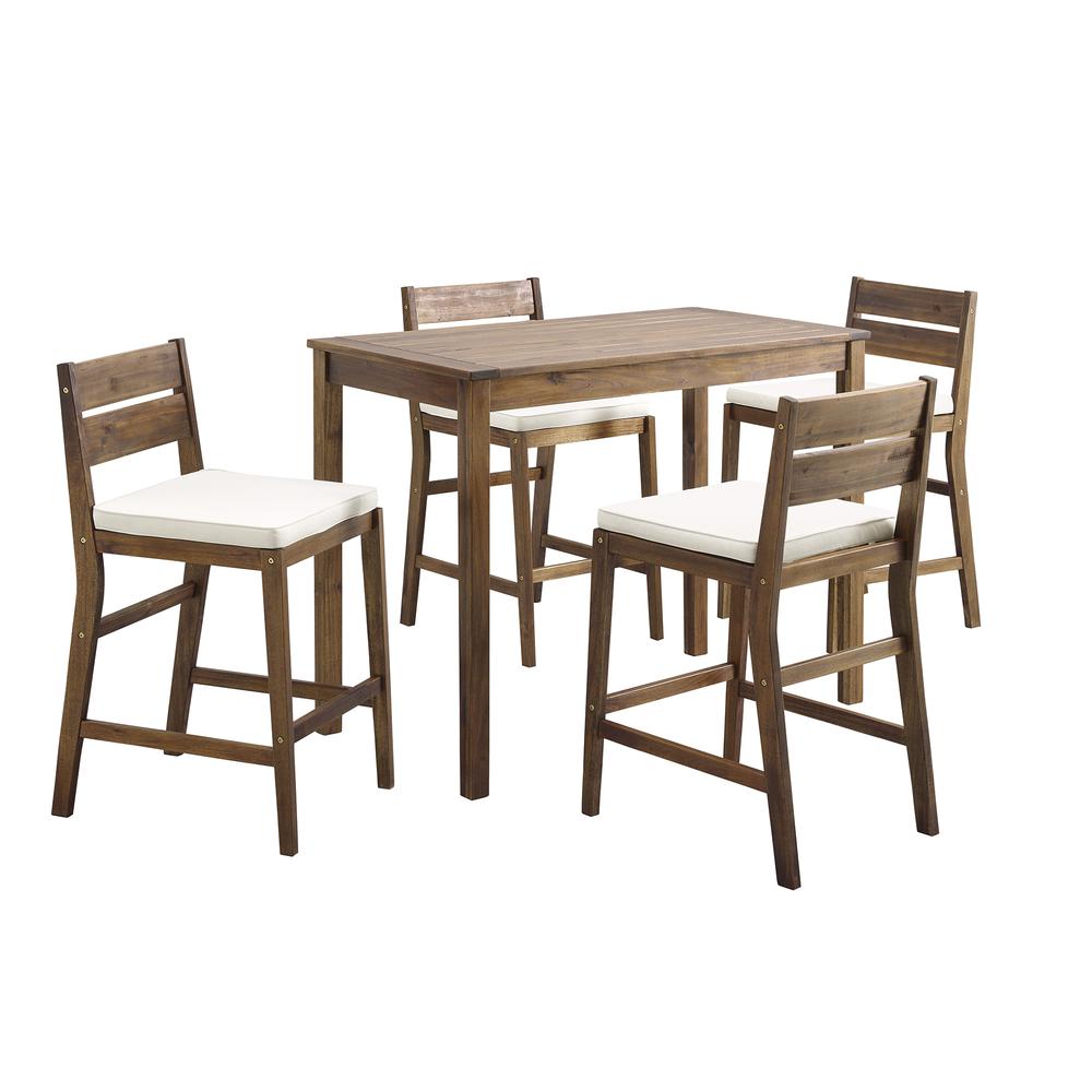 5-Piece Acacia Counter Height Dining Group - Dark Brown. Picture 1