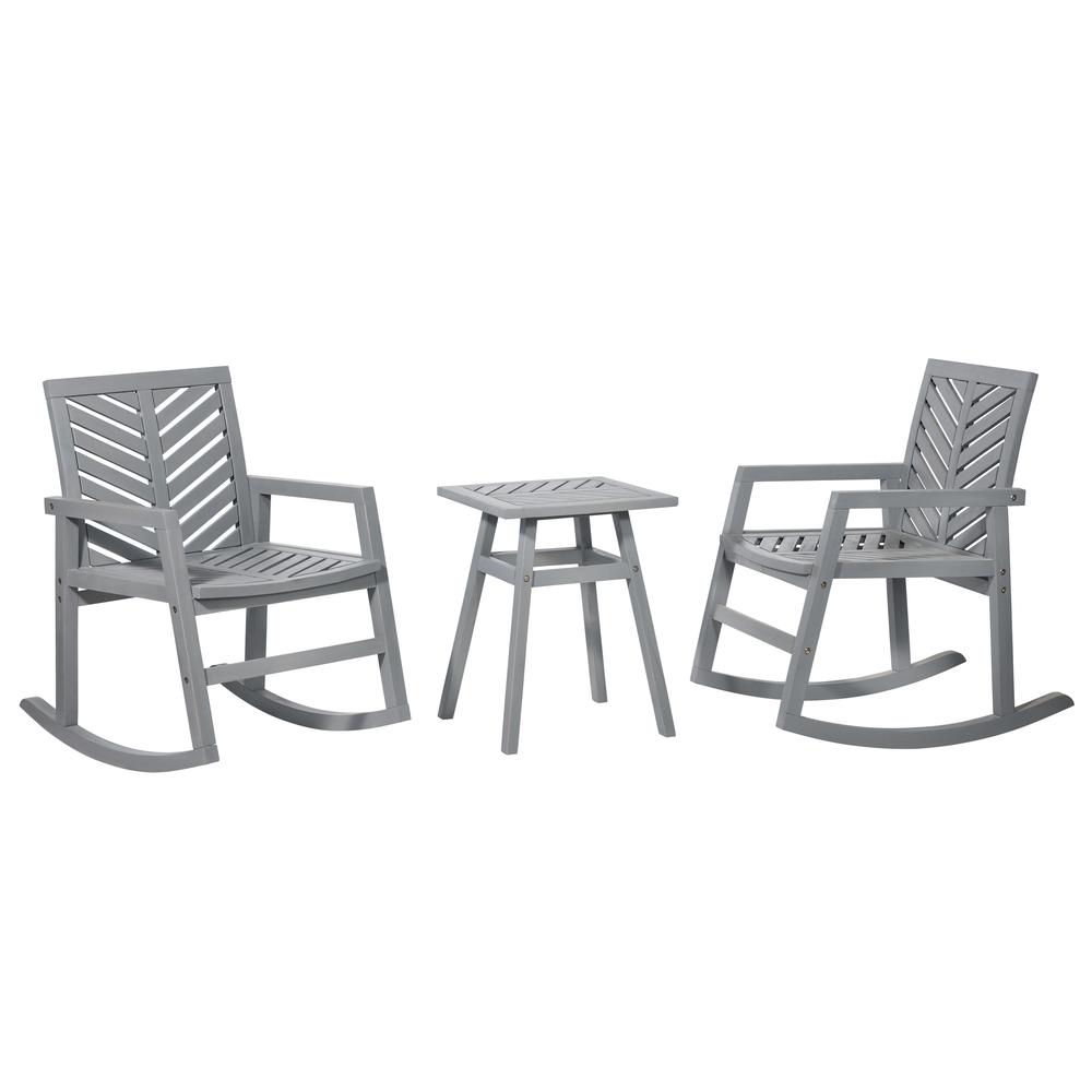 3-Piece Outdoor Rocking Chair Chat Set - Grey Wash. Picture 3