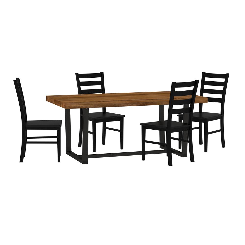 5 Piece Solid Wood Dining Table and 4 Chairs - Reclaimed Barnwood. Picture 1