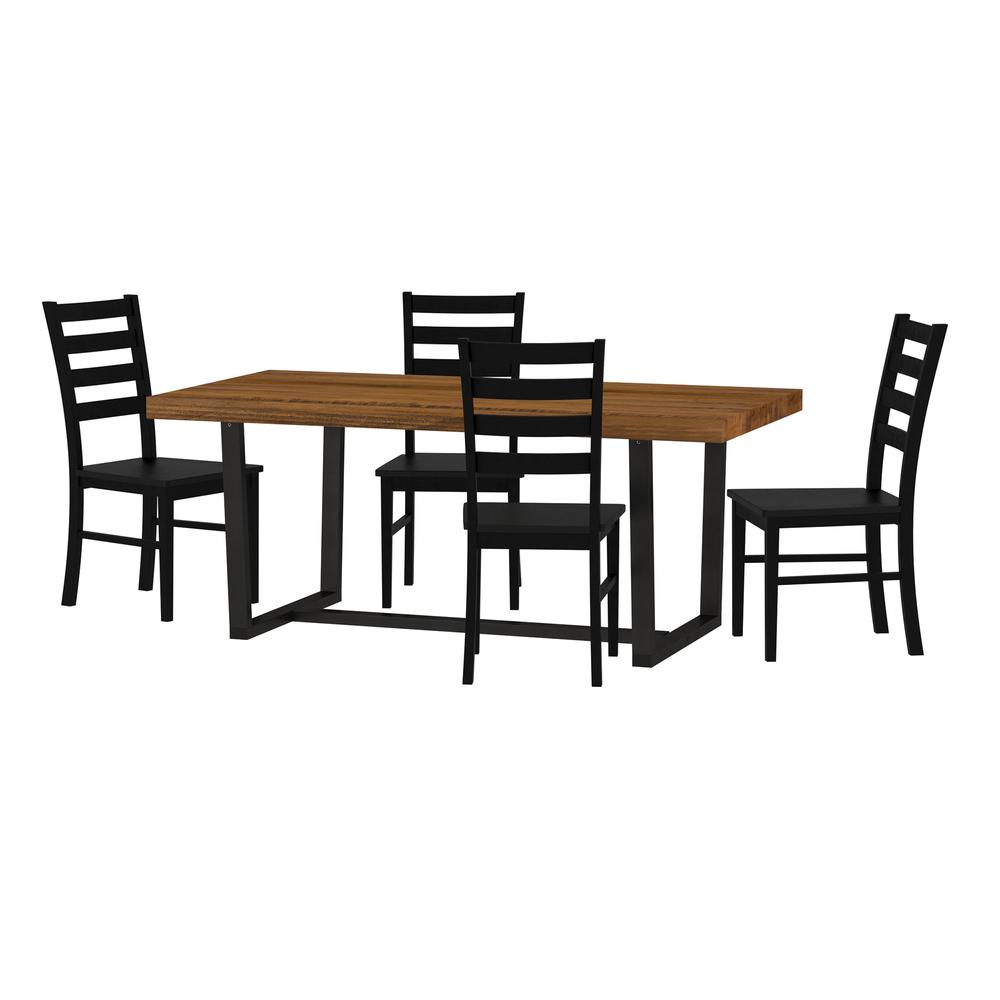 5 Piece Solid Wood Dining Table and 4 Chairs - Reclaimed Barnwood. Picture 3