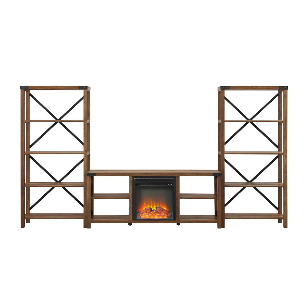 60" Farmhouse Metal X Fireplace Console - Reclaimed Barnwood. Picture 3