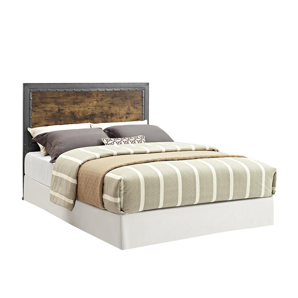 Industrial Queen Size Bed - Brown. Picture 1