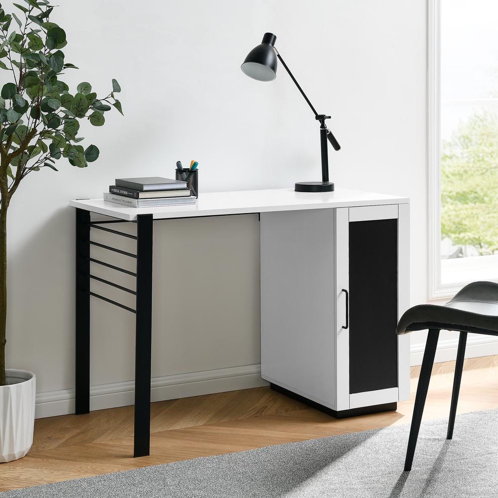 Contemporary Two-Tone Storage Desk – Solid White. Picture 6
