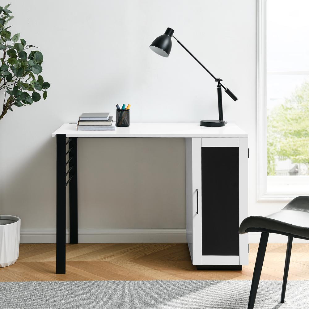 Contemporary Two-Tone Storage Desk – Solid White. Picture 7