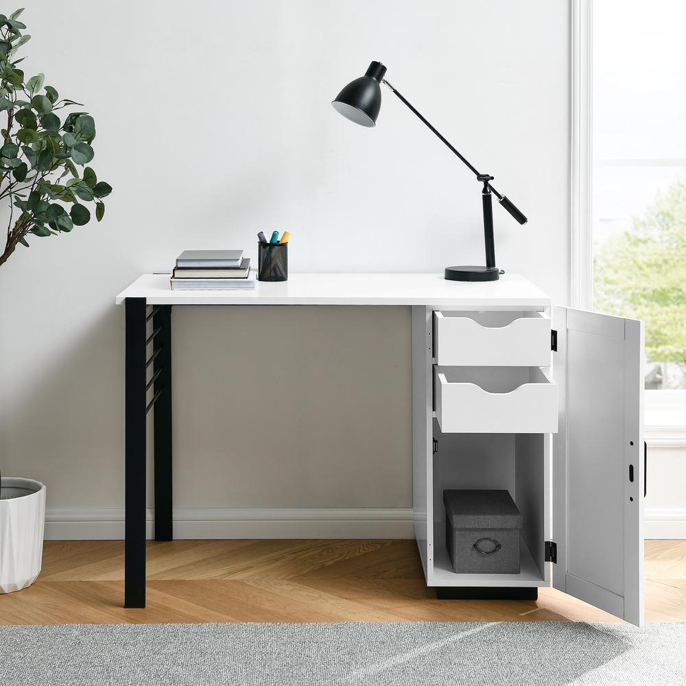Contemporary Two-Tone Storage Desk – Solid White. Picture 8