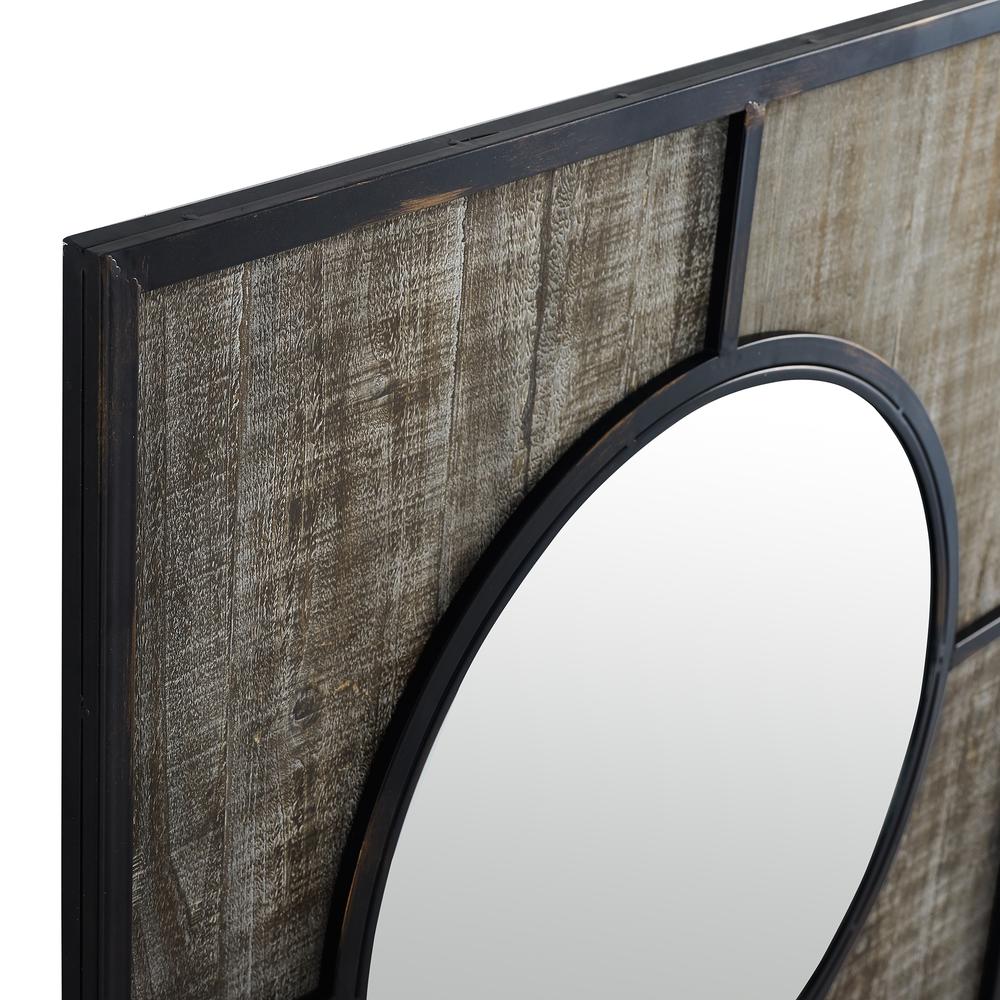 32” Farmhouse Square Metal and Wood Wall Mirror. Picture 4