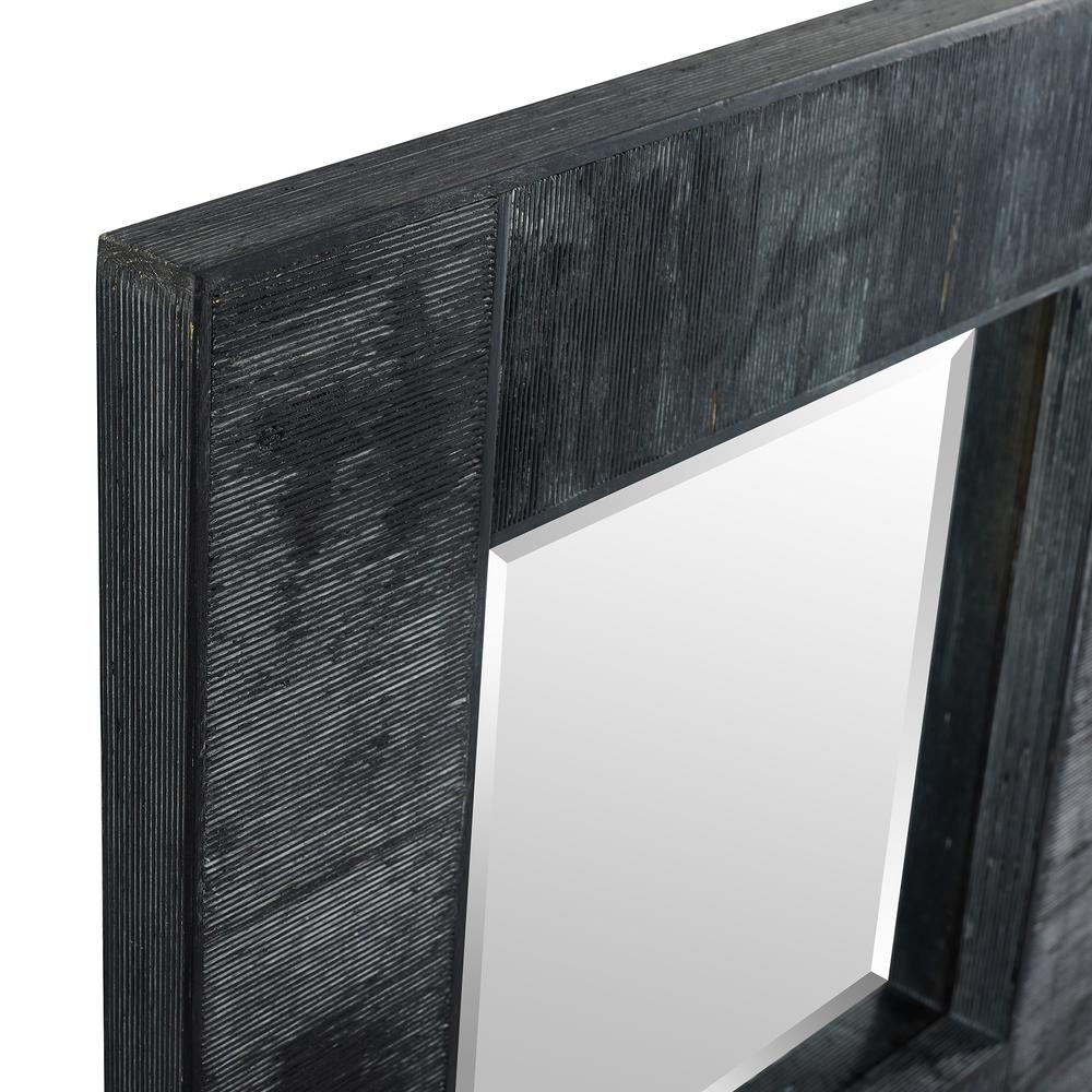 32" Urban Industrial Square Textured Wood Wall Mirror. Picture 4