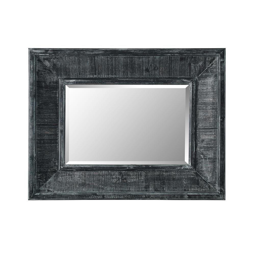 36" Urban Industrial Rectangle Textured Wood Wall Mirror. Picture 1