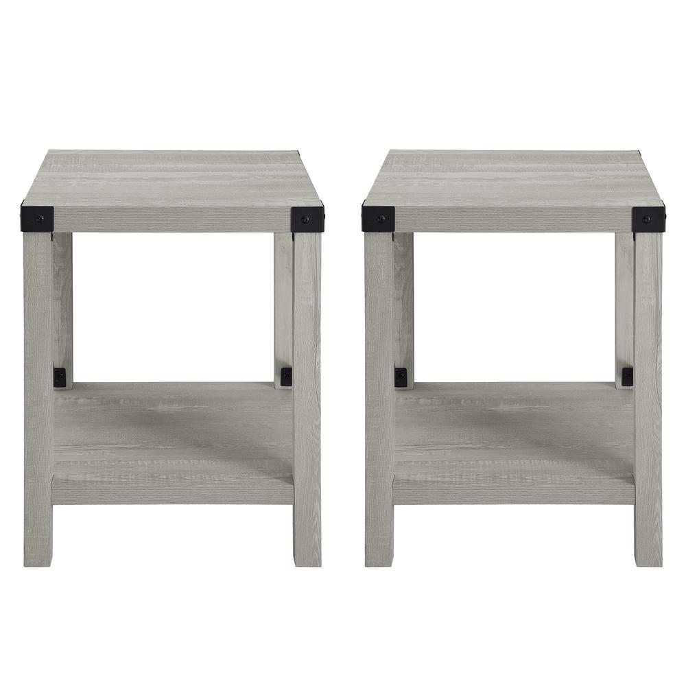 Urban Industrial Metal Wrap-Leg Side Tables, Set of 2 - Stone Grey. Picture 2