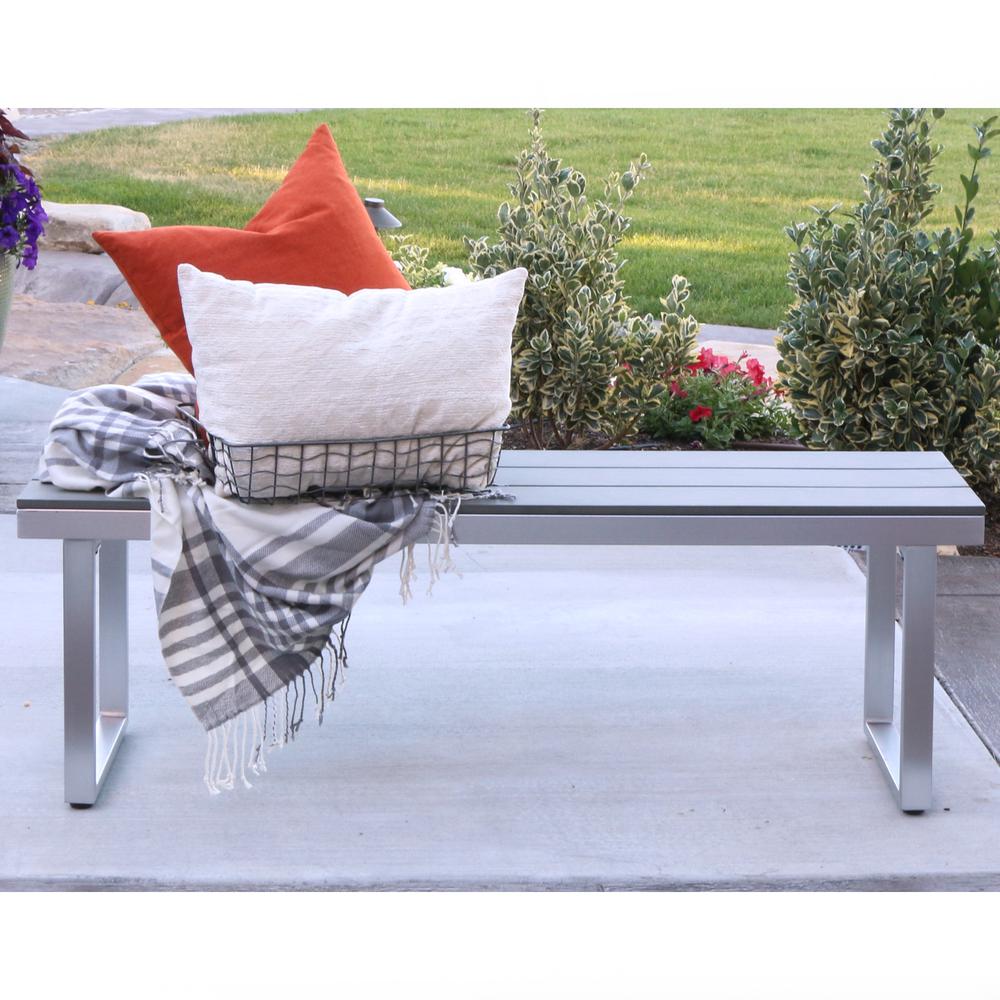 All-Weather Grey Patio Dining Bench. Picture 2