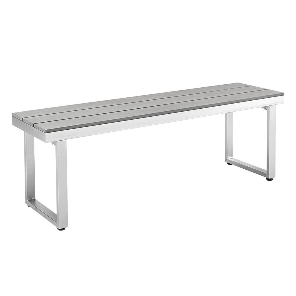 All-Weather Grey Patio Dining Bench. Picture 1