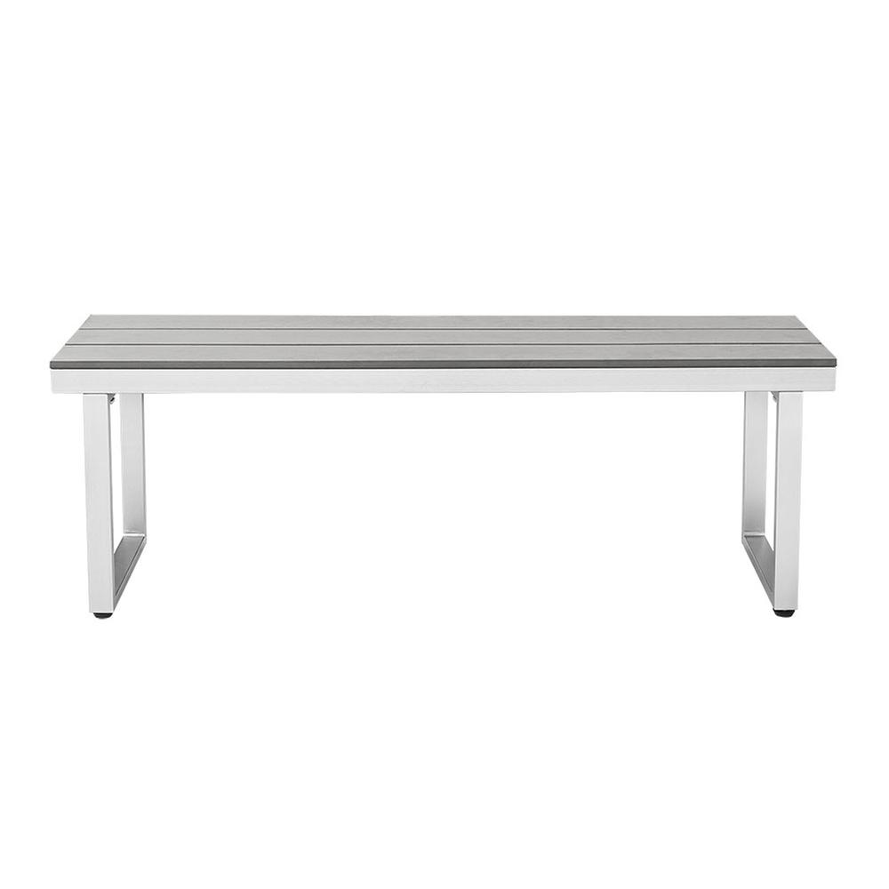 All-Weather Grey Patio Dining Bench. Picture 3