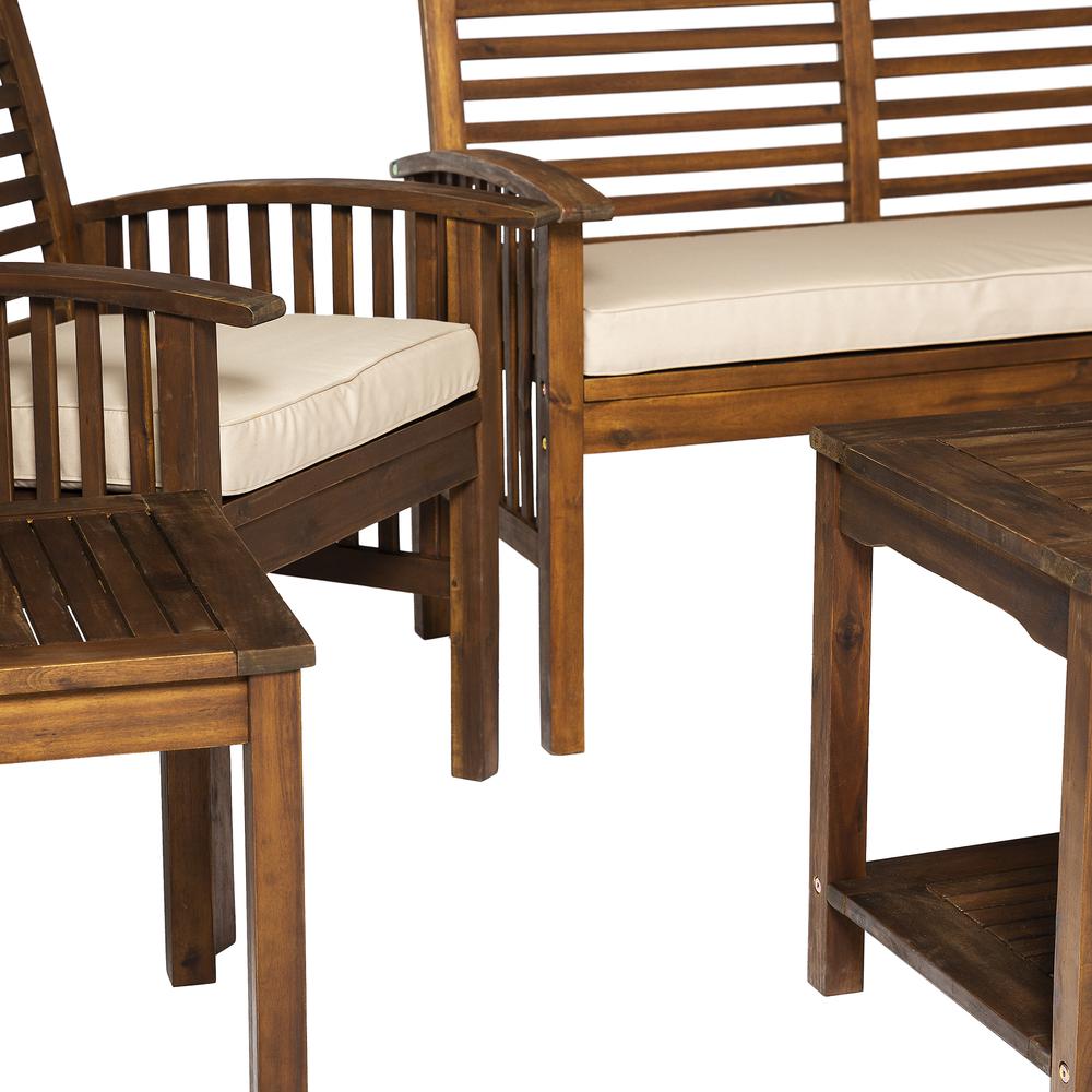 6-Piece Outdoor Chat Set - 1 Love Seat, 2 Chairs, 1 Coffee Table, 2 Side Tables - Dark Brown. Picture 6