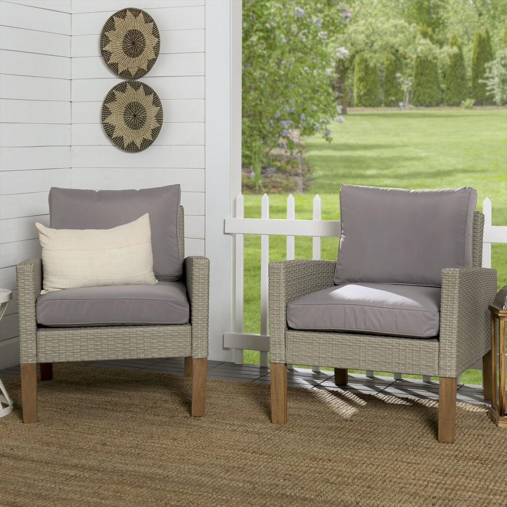 Modern Patio Rattan Chairs, Set of 2. Picture 1