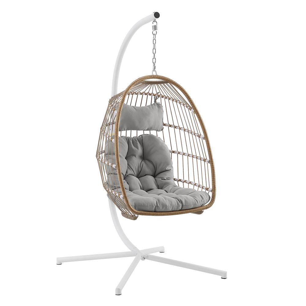 Swing Egg Chair with Stand - Brown/Grey. Picture 1