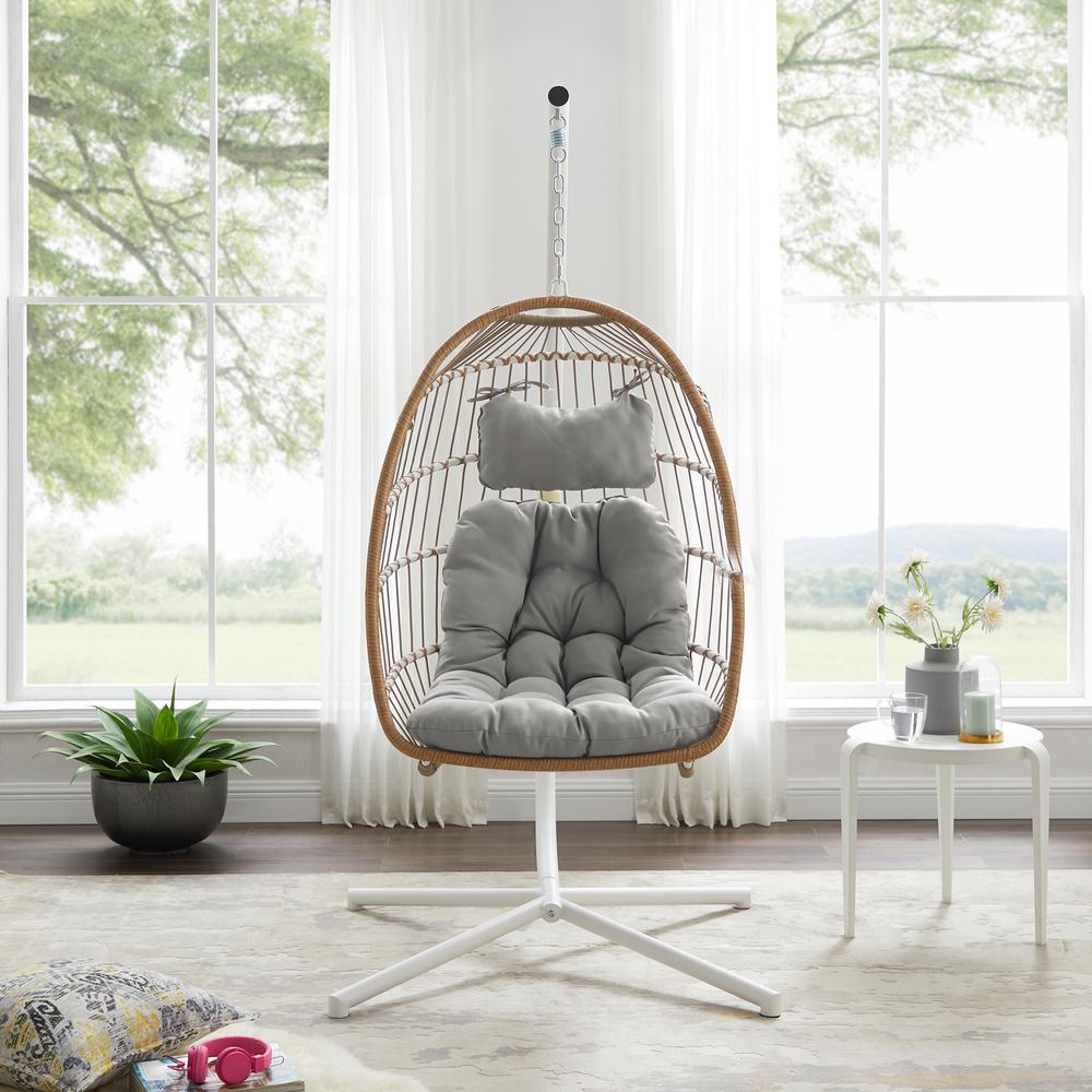 Swing Egg Chair with Stand - Brown/Grey. Picture 4