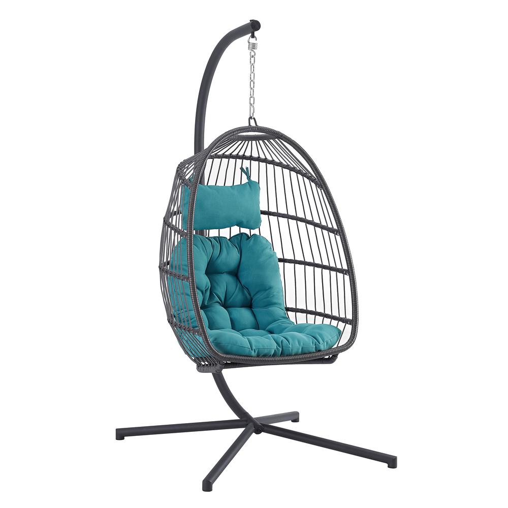 Swing Egg Chair with Stand - Grey/Teal. The main picture.