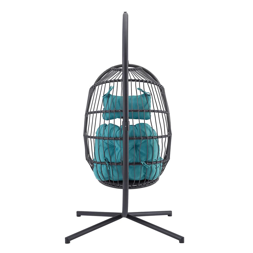 Swing Egg Chair with Stand - Grey/Teal. Picture 4