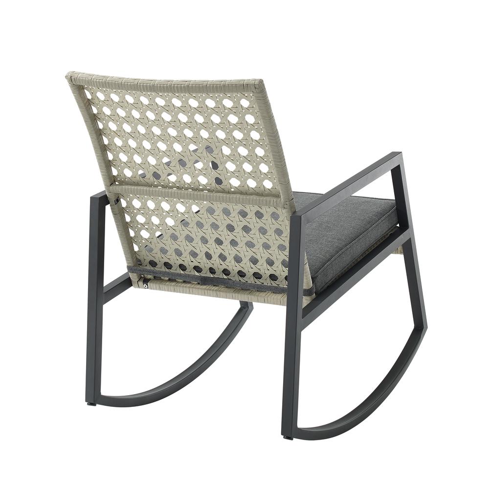 Modern Patio Rattan Rocking Chair - Light Grey/Grey. Picture 1