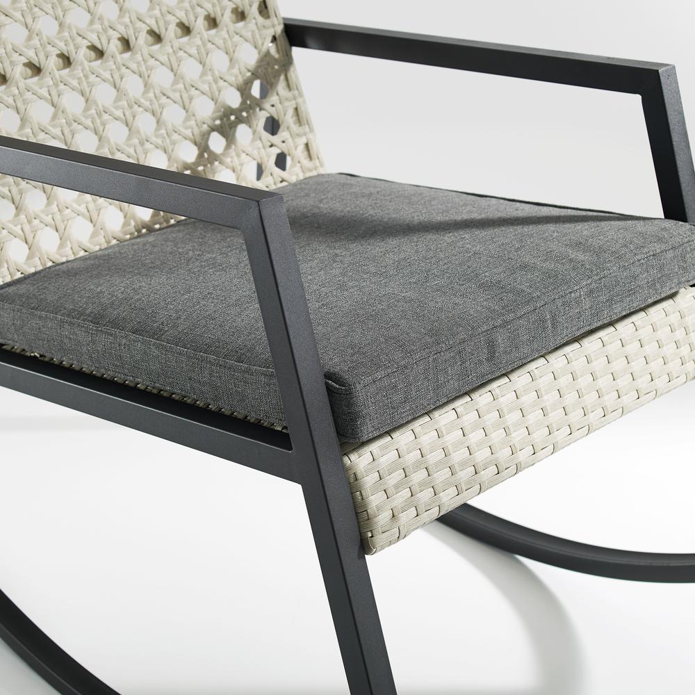 Modern Patio Rattan Rocking Chair - Light Grey/Grey. Picture 3