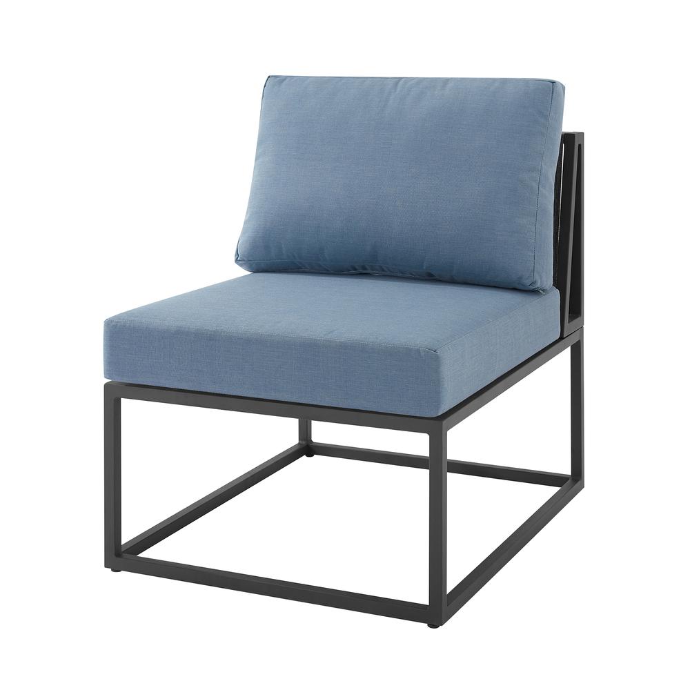 Trinidad Outdoor Modern Modular Patio Side Chair - Blue. Picture 1
