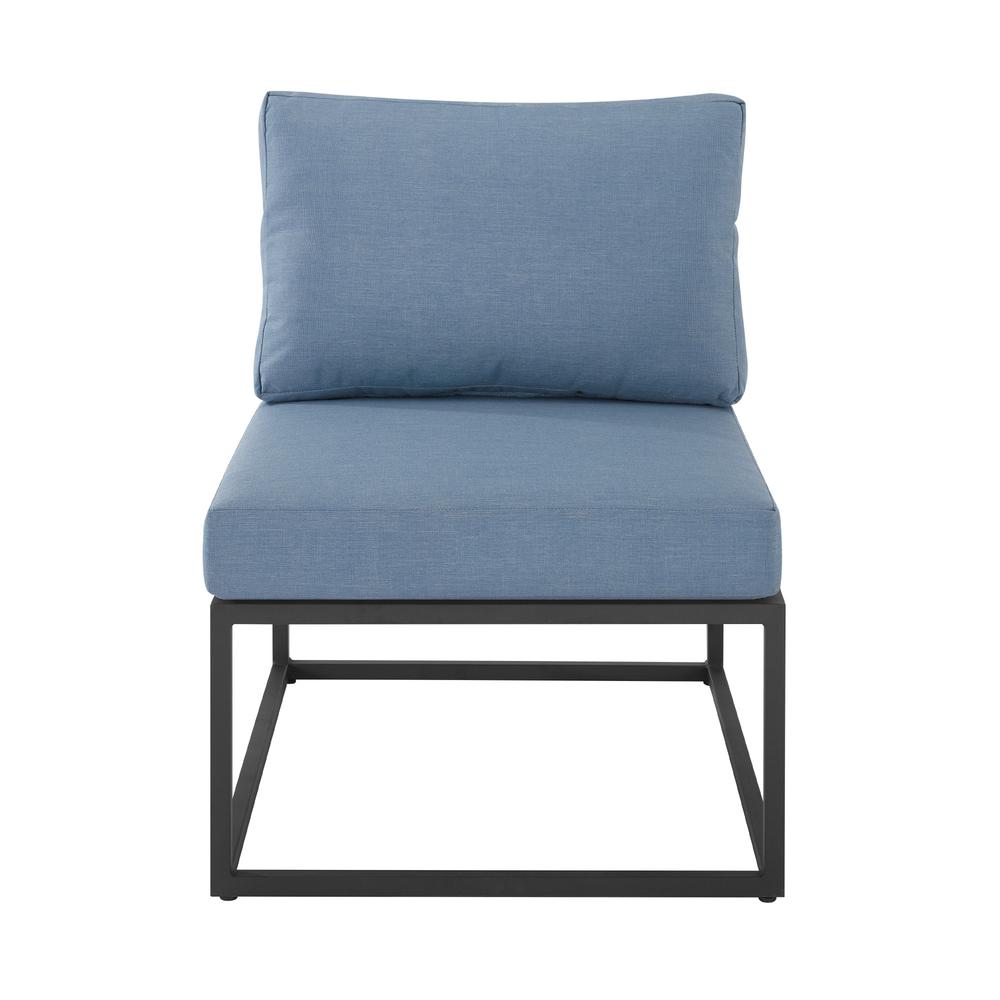 Trinidad Outdoor Modern Modular Patio Side Chair - Blue. Picture 2