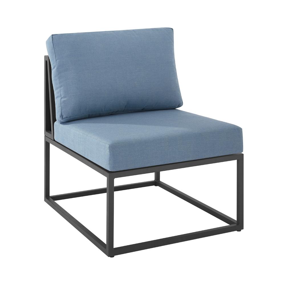 Trinidad Outdoor Modern Modular Patio Side Chair - Blue. Picture 3