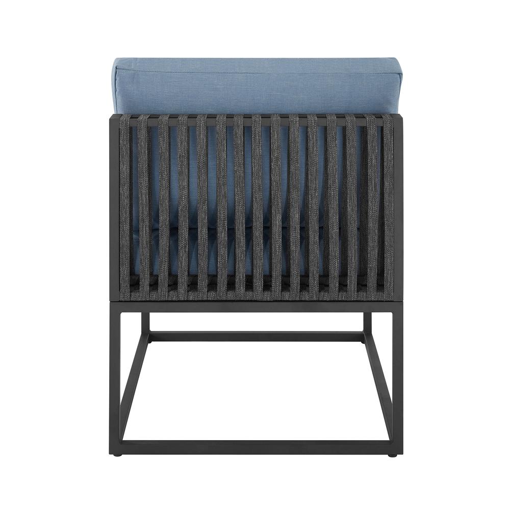 Trinidad Outdoor Modern Modular Patio Side Chair - Blue. Picture 4