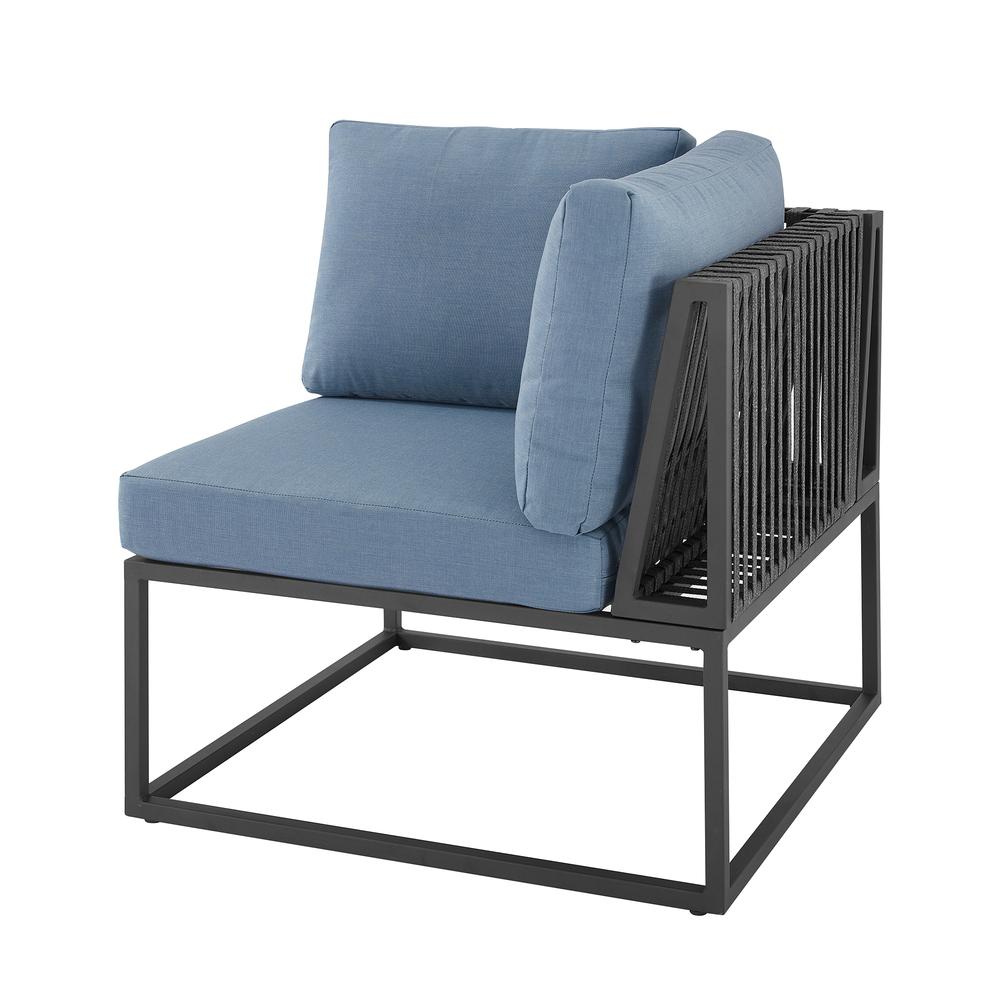 Trinidad Outdoor Modern Modular Patio Corner Chair - Blue. Picture 1